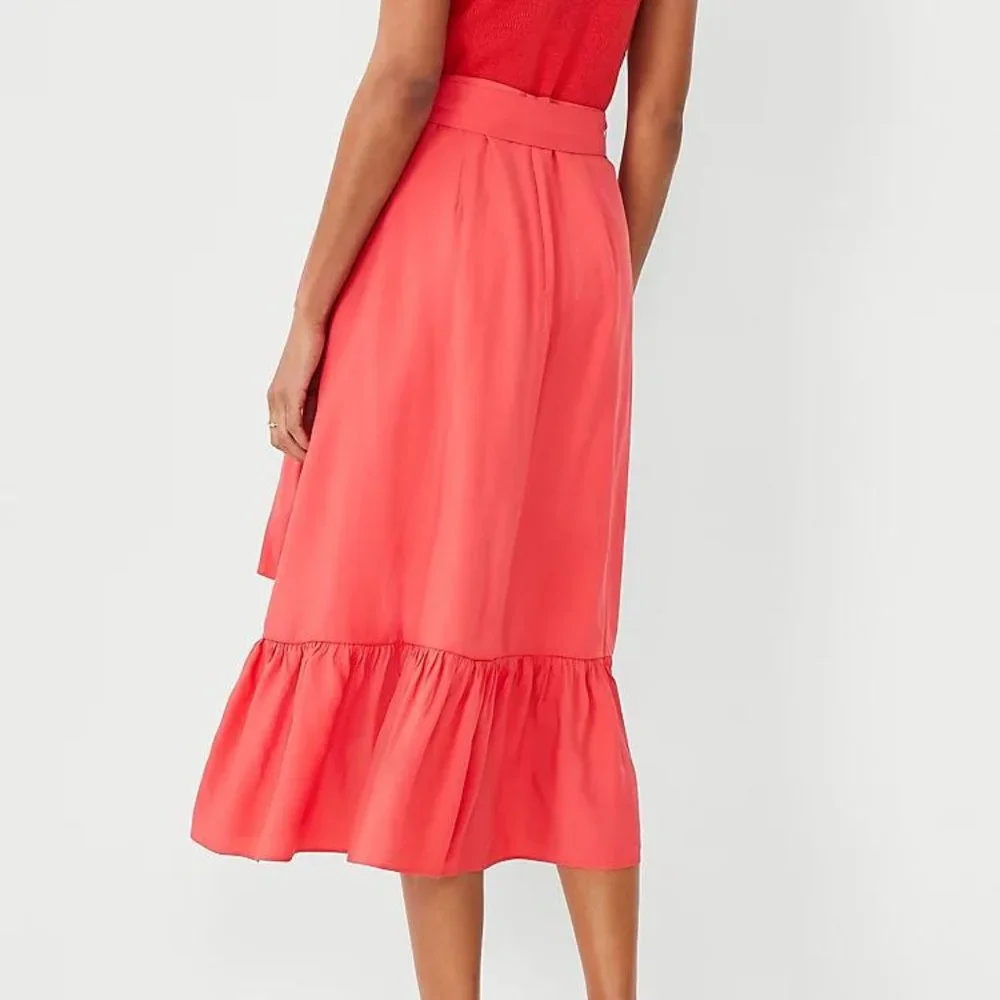 New Ann Taylor Petite Flounce Wrap Midi Skirt - Picture 2 of 4